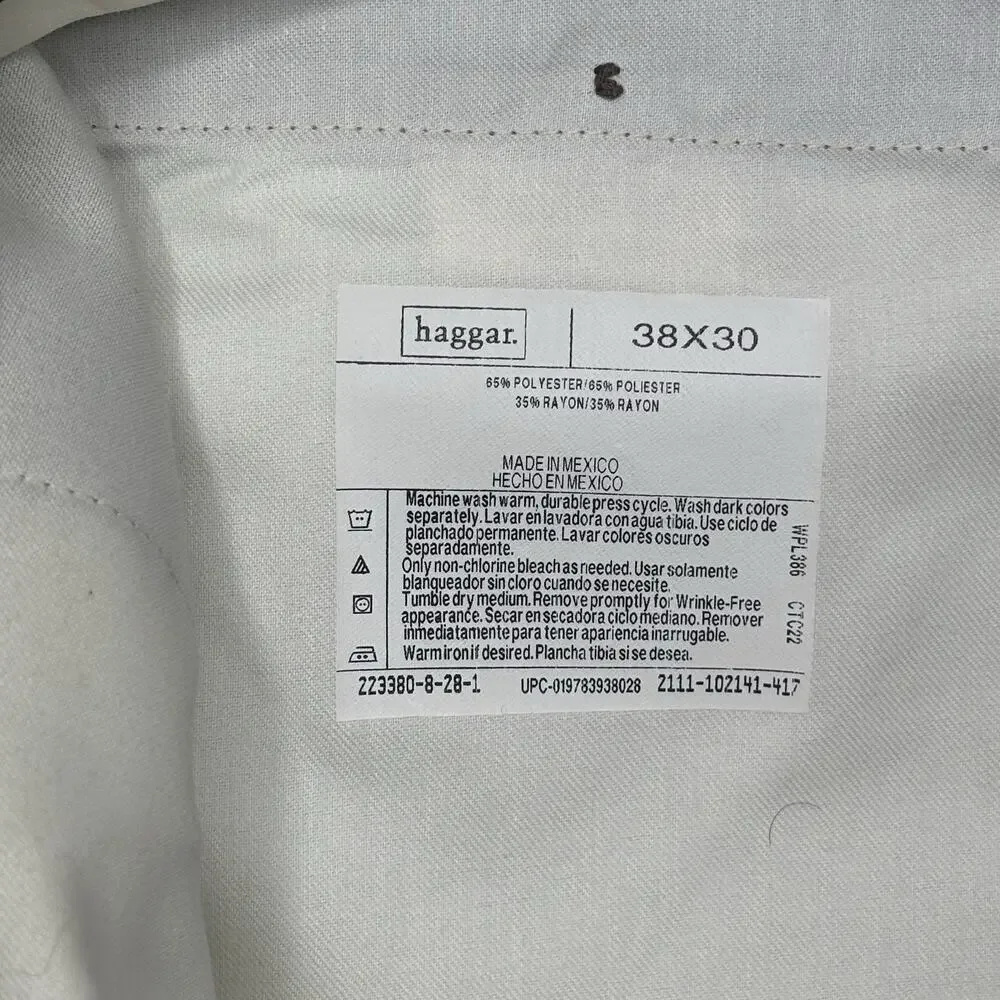 Haggar Black Label Men’s Dress Gray Pants 38x30 Micromattique Gab Pleated Cuffed